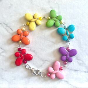 Rainbow Butterfly Charm Bracelet